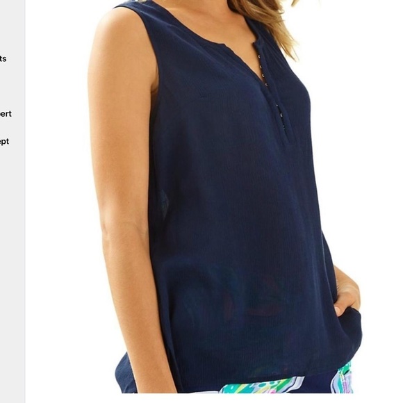 Lilly Pulitzer Navy Sleeveless Tunic Top Size Medium - Picture 1 of 8